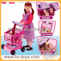 Funny Plastic supermarket Shopping Trolley Cart toys with food set
